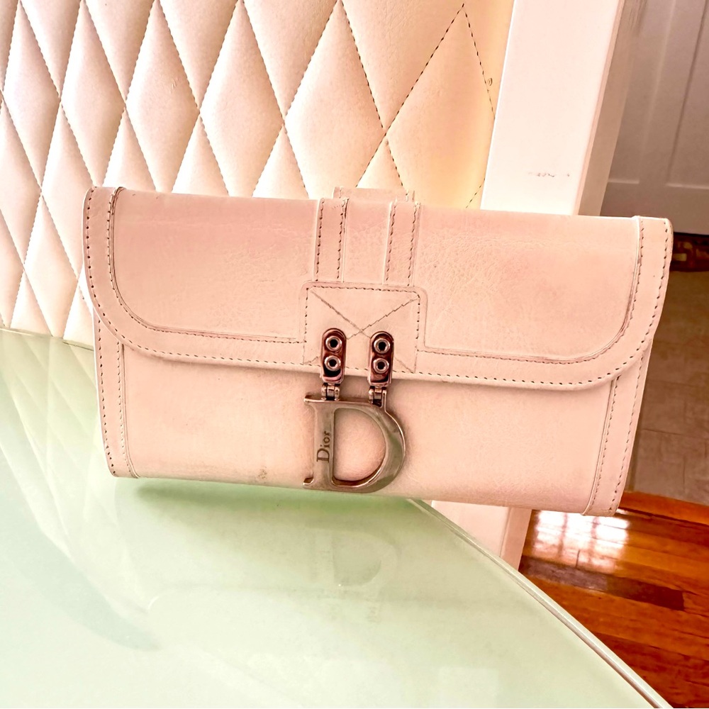Christian Dior Off White Long Soft Leather Wallet
